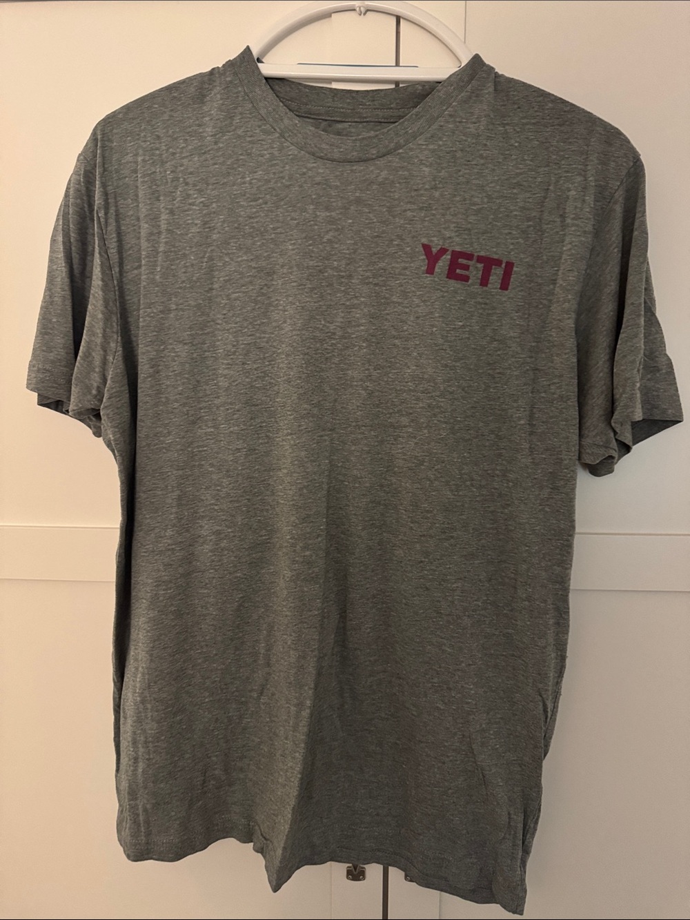 Yeti Gray Short Sleeve Tee with Maroon Logo